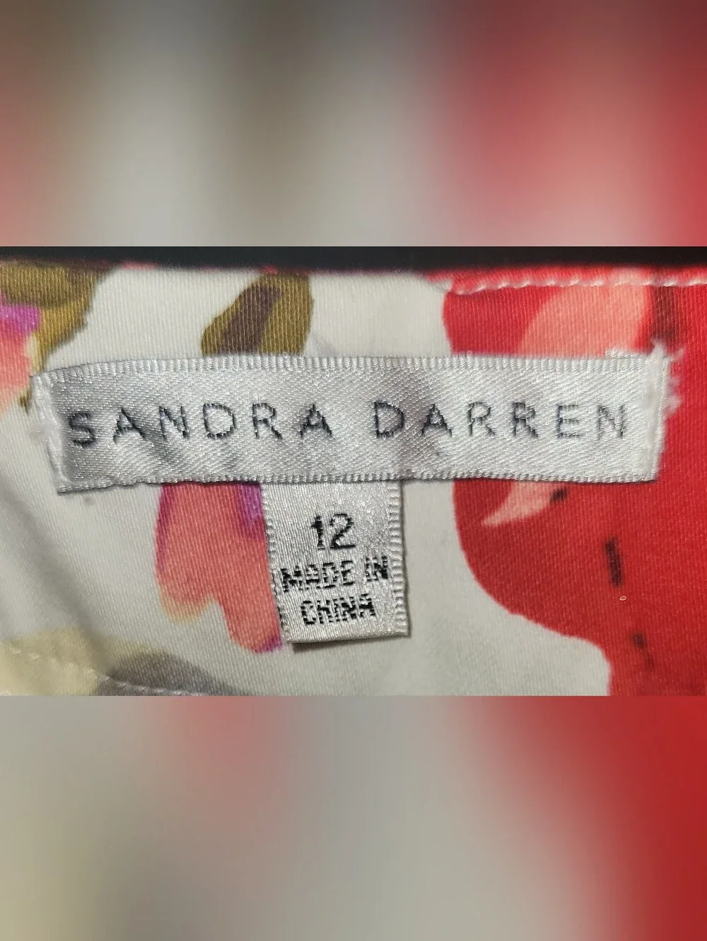 Sandra Darren White Midi Dress with Red & Pink Floral Print